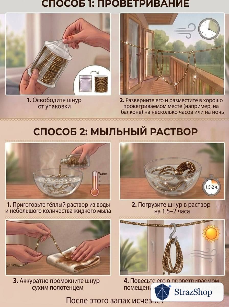 Стразовый шнур, золотисто-кофейный, 50 м