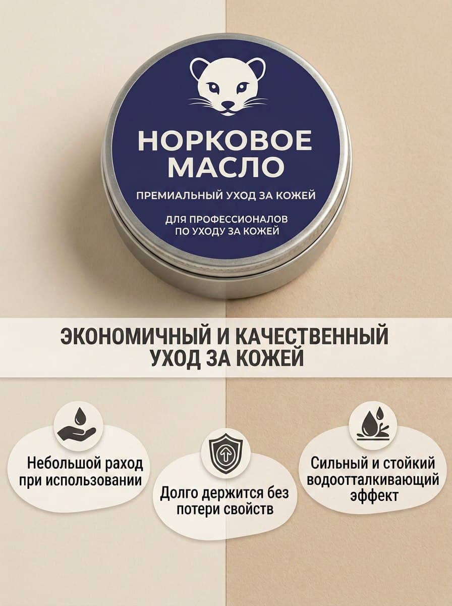 Жир для обуви с норковым маслом, крем-воск для натуральной кожи, 30 мл