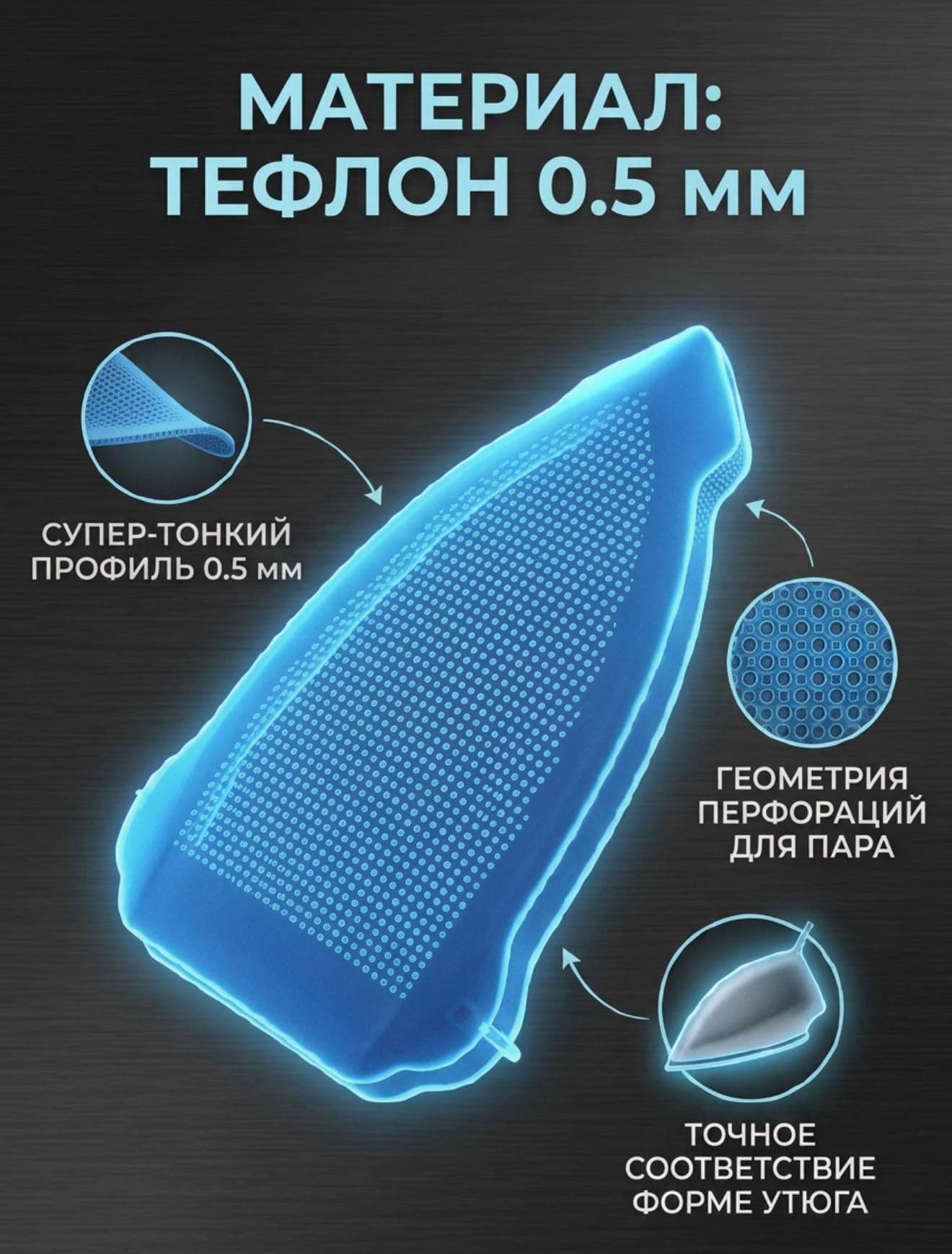 Тефлоновая насадка для утюга и парогенератора, синяя