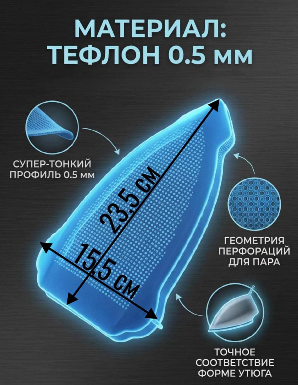 Тефлоновая насадка для утюга и парогенератора, синяя
