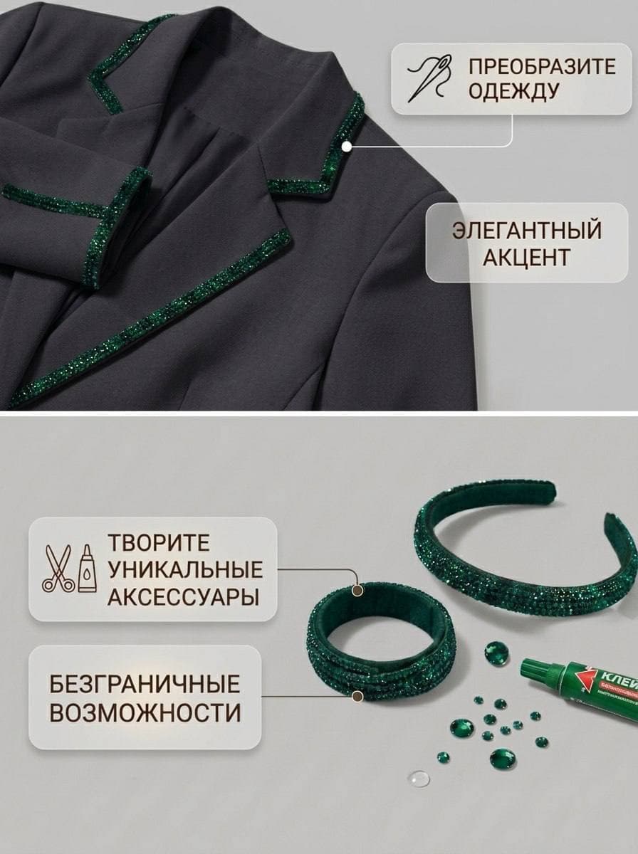 Стразовый шнур со стразами для рукоделия 4 мм, 50 м, темно-зеленый 028
