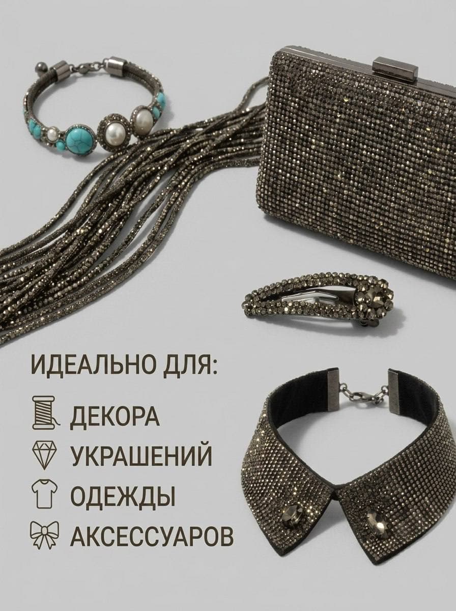 Стразовый шнур со стразами для рукоделия 4 мм, 50 м, песчаный металл 030