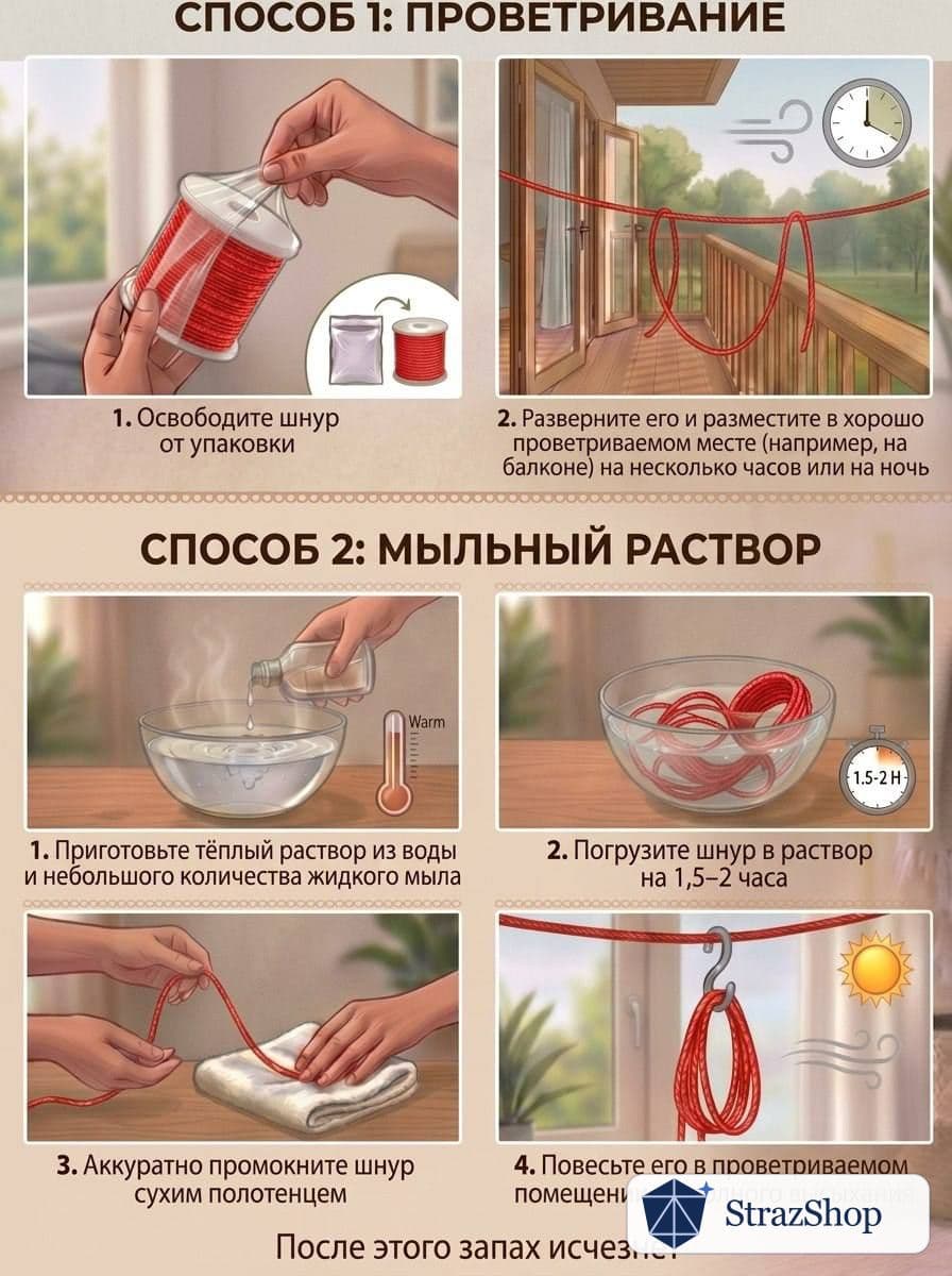Стразовый шнур, ярко-красный, 50 м