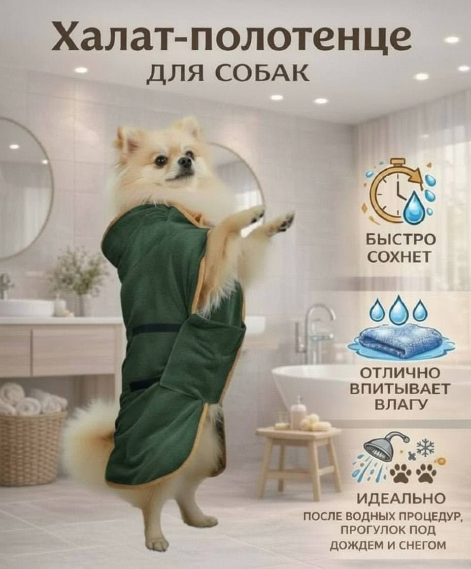 Халат-полотенце для собак, XS